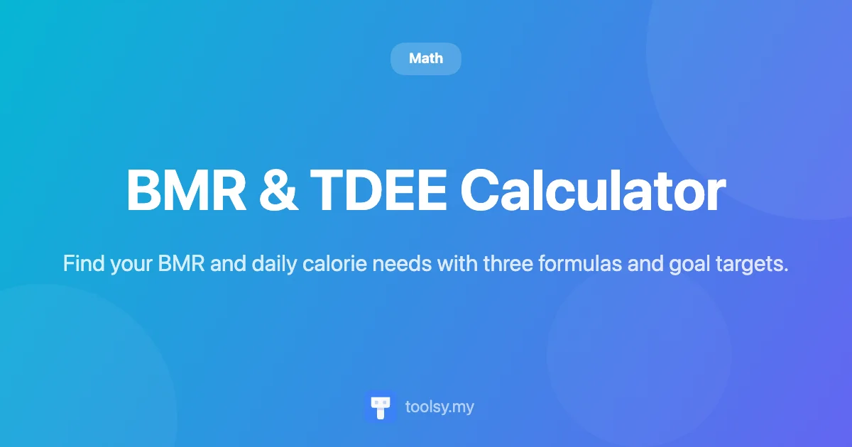Calculate BMR and Daily Calories with BMR & TDEE Calculator