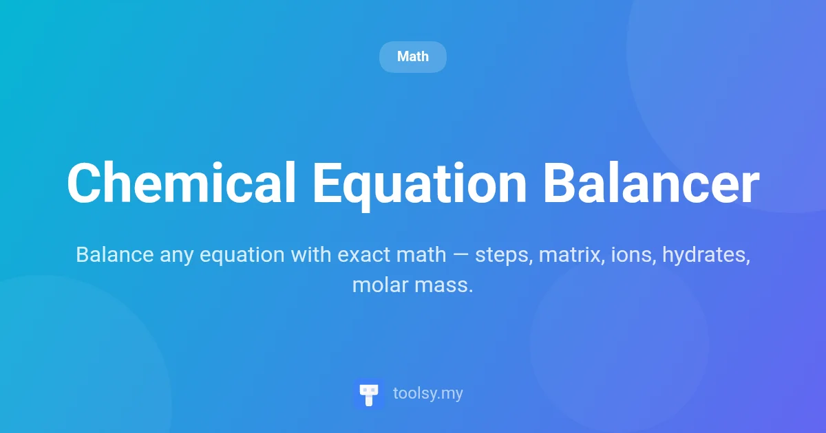 Balance Chemical Equations Instantly with Exact Rational Math