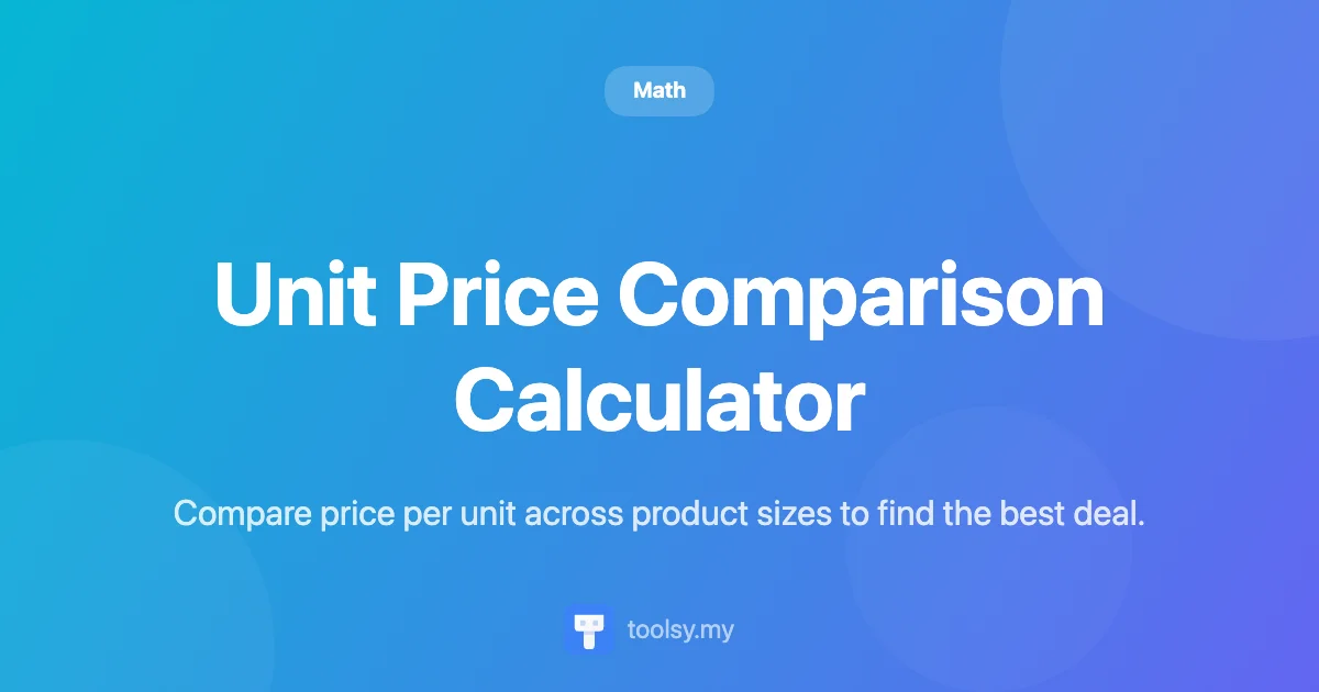 How to Use a Unit Price Comparison Calculator to Find the Best Value